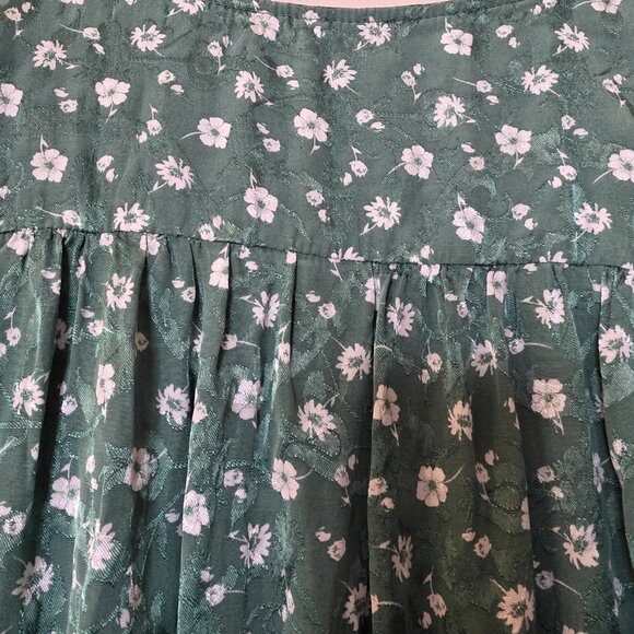 Free People Bond Street Mini Dress Green Floral Ruched Puff Sleeve Size 4 - Picture 12 of 16